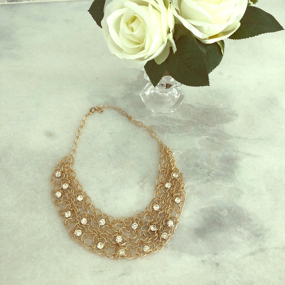 Alfani gold and rhinestone bib necklace